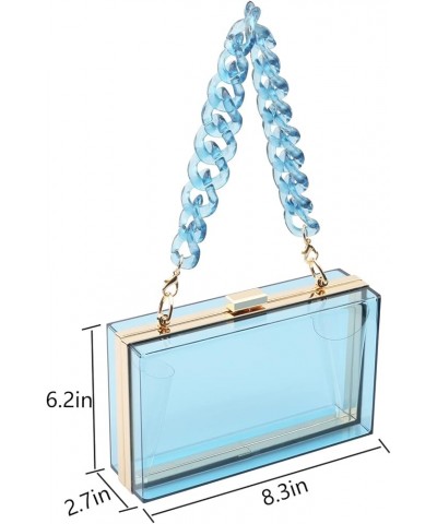 Women Acrylic Transparent Gold star Evening Bags Purses Clutch Vintage Banquet Handbag Light Blue $14.40 Evening Bags