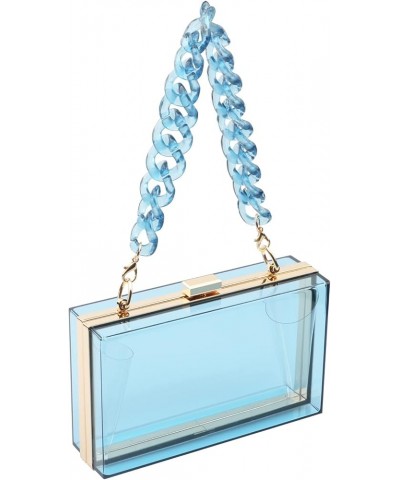 Women Acrylic Transparent Gold star Evening Bags Purses Clutch Vintage Banquet Handbag Light Blue $14.40 Evening Bags