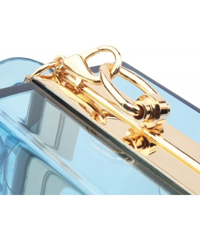 Women Acrylic Transparent Gold star Evening Bags Purses Clutch Vintage Banquet Handbag Light Blue $14.40 Evening Bags