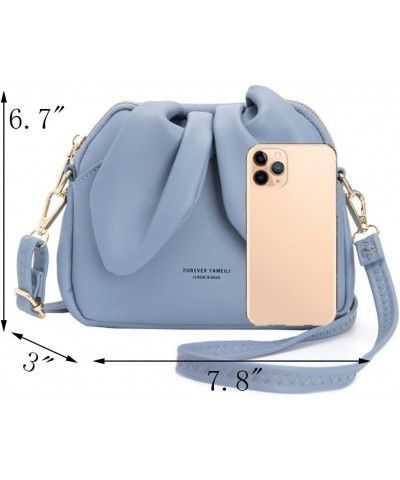 Women Cute Crossbody Bag PU Leather Casual Purse Girls Kawaii Small Shoulder Purse Cat Ear Bag Kiss Lock Wine 5 Blue $25.75 T...