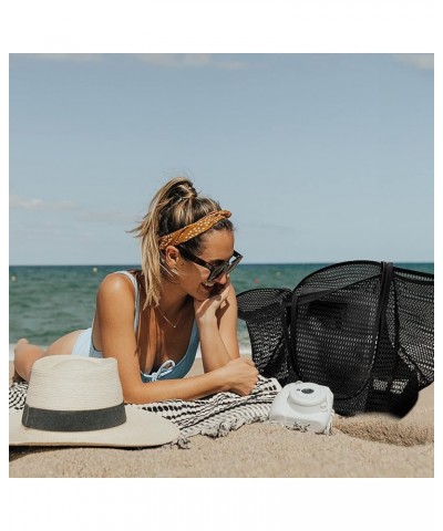 Beach Mesh Tote Bag, Casual Tote Bag Hobo Women Foldable MAX 23L Shoulder Bag For Beach Picnic Vacation Black $9.53 Hobo Bags