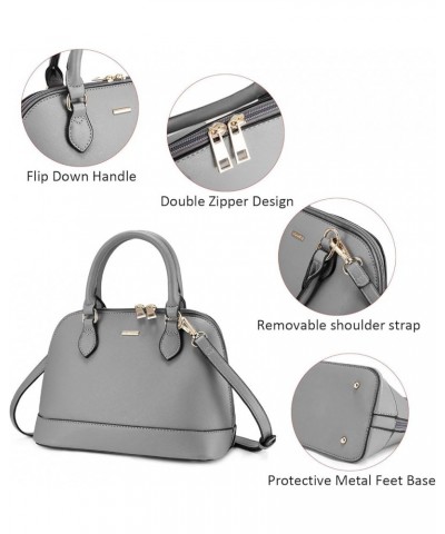 Small Crossbody Bags for Women Classic Double Zip Top Handle Dome Satchel Bag Shoulder Purse Grey $25.58 Satchels