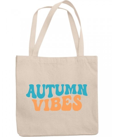 Autumn Vibes, Fall Season Themed, Groovy Retro Wavy Text Merch Gift, 12oz Canvas Tote Bag $16.19 Totes