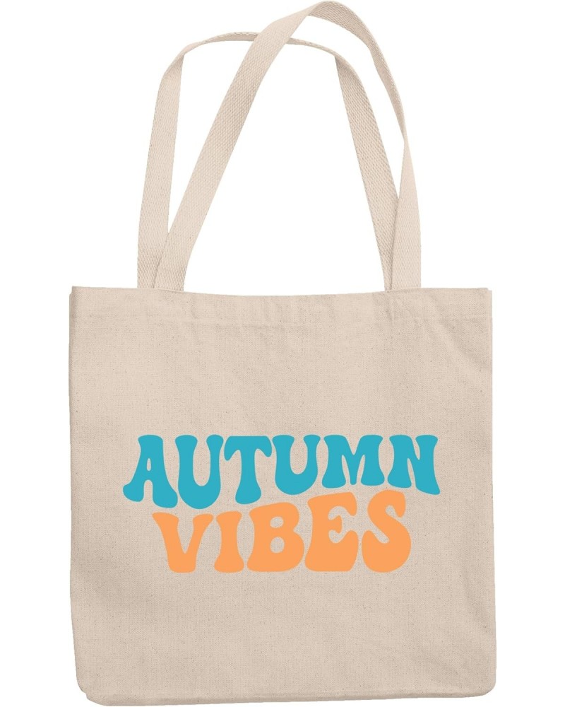 Autumn Vibes, Fall Season Themed, Groovy Retro Wavy Text Merch Gift, 12oz Canvas Tote Bag $16.19 Totes