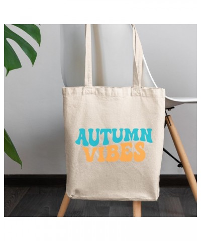 Autumn Vibes, Fall Season Themed, Groovy Retro Wavy Text Merch Gift, 12oz Canvas Tote Bag $16.19 Totes