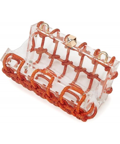 Woven Acrylic Evening Bags Purses Women Chic Banquet Rhinestone Crossbody Bag for Party Prom Purple $37.43 Evening Bags