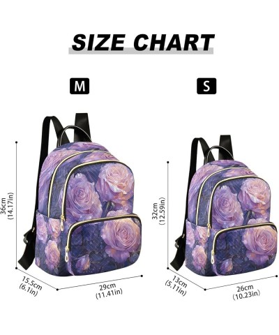 Purple Rose Leaf Blossom Women Backpack Purse Ladies Fashion Shoulder Bag Daypack Travel Bag 10L Medium $14.70 Backpacks