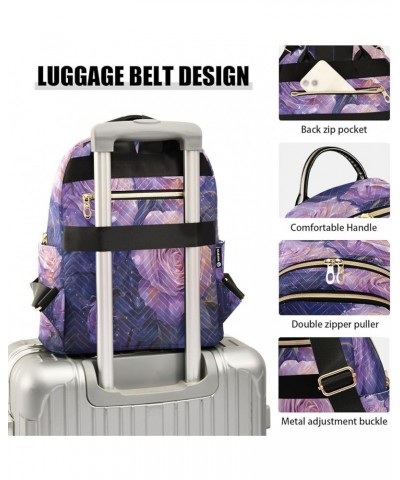 Purple Rose Leaf Blossom Women Backpack Purse Ladies Fashion Shoulder Bag Daypack Travel Bag 10L Medium $14.70 Backpacks