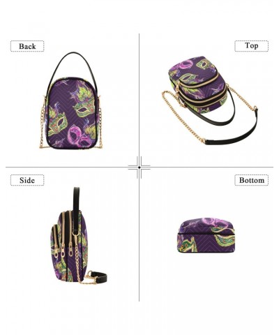 Mardi Gras Cell Phone Purse Masquerade Fantasy Crossbody Handbag Durable Shoulder Bag Sturdy Travel Pouch Compact Chic Bag fo...