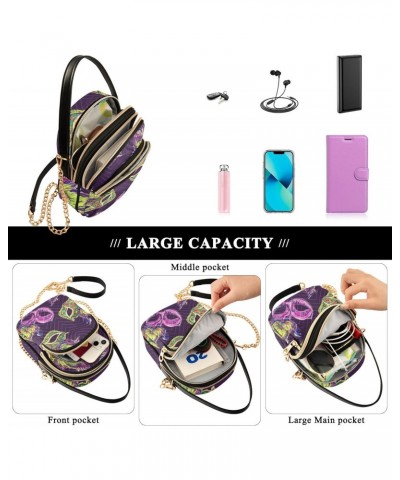 Mardi Gras Cell Phone Purse Masquerade Fantasy Crossbody Handbag Durable Shoulder Bag Sturdy Travel Pouch Compact Chic Bag fo...