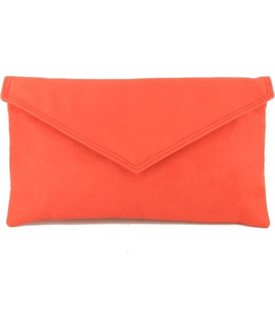 Womens Neat Envelope Faux Suede Clutch Bag/Shoulder Bag Chilli Orange Red $18.89 Clutches