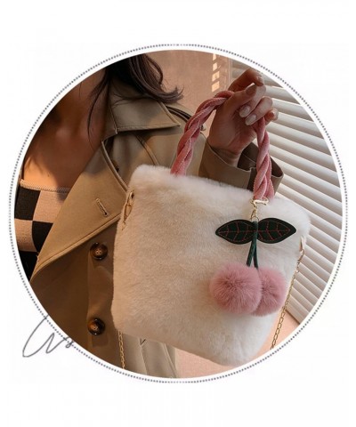 Shoulder Bags 2024 NEW Bucket Bag with Cherry Pendant Plush Fashion Chain Bag Crossbody Bag Versatile Shoulder Bag for Women ...