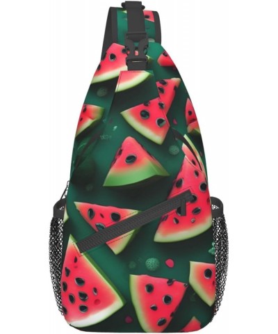 Dream Watermelon Crossbody Bag, Men'S And Women'S Chest Crossbody Bag, Zipper Closure, Strap Length Adjustable $13.18 Crossbo...