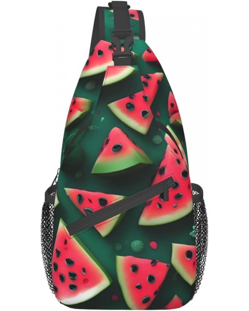 Dream Watermelon Crossbody Bag, Men'S And Women'S Chest Crossbody Bag, Zipper Closure, Strap Length Adjustable $13.18 Crossbo...