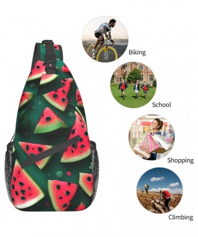 Dream Watermelon Crossbody Bag, Men'S And Women'S Chest Crossbody Bag, Zipper Closure, Strap Length Adjustable $13.18 Crossbo...