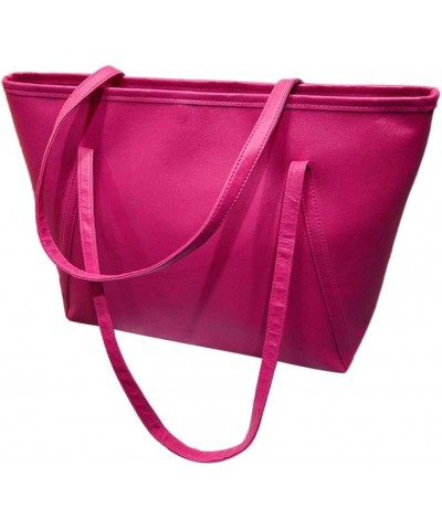 Capacity Solid Messenger High Women Bags Handbag Satchel Shoulder Mesh Beach Tote Womens Shoulder (Hot Pink, One Size) Hot Pi...