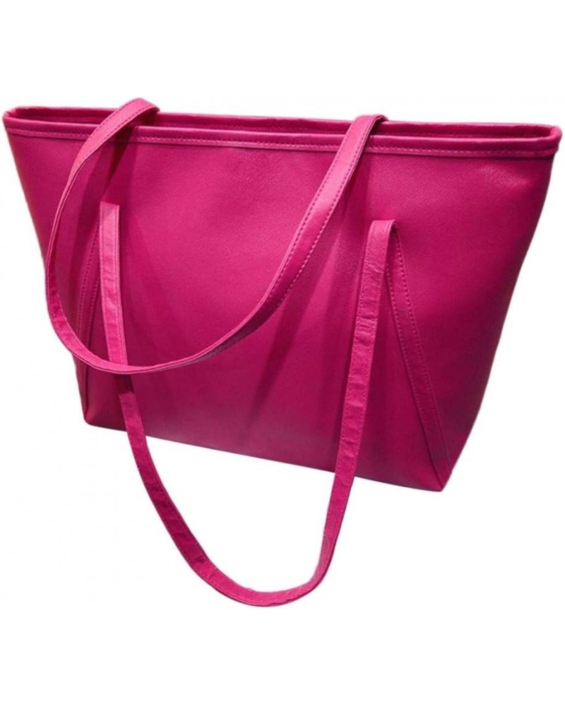 Capacity Solid Messenger High Women Bags Handbag Satchel Shoulder Mesh Beach Tote Womens Shoulder (Hot Pink, One Size) Hot Pi...