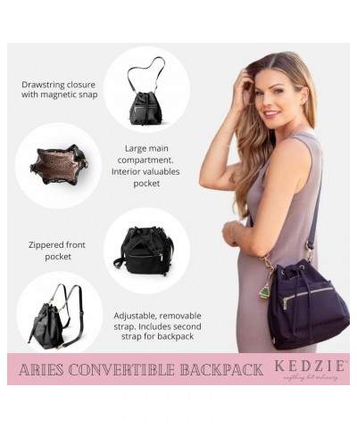 Aries Convertible Bucket Bag 3-Way Backpack (Black V2) & Interchangeable 2-Inch Bag Strap (24 Carat Black V2) $30.21 Backpacks