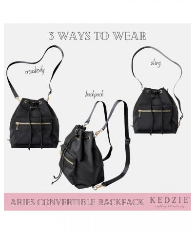 Aries Convertible Bucket Bag 3-Way Backpack (Black V2) & Interchangeable 2-Inch Bag Strap (24 Carat Black V2) $30.21 Backpacks