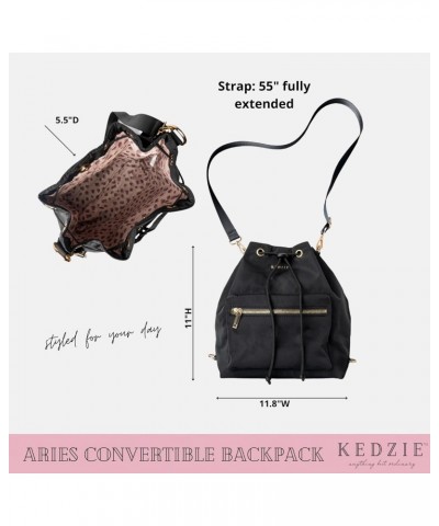 Aries Convertible Bucket Bag 3-Way Backpack (Black V2) & Interchangeable 2-Inch Bag Strap (24 Carat Black V2) $30.21 Backpacks