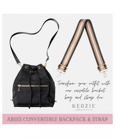 Aries Convertible Bucket Bag 3-Way Backpack (Black V2) & Interchangeable 2-Inch Bag Strap (24 Carat Black V2) $30.21 Backpacks