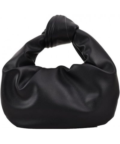 Women's Dumpling Bun Fold Knot Design Cloud Bag Handbag Black $15.20 Shoulder Bags