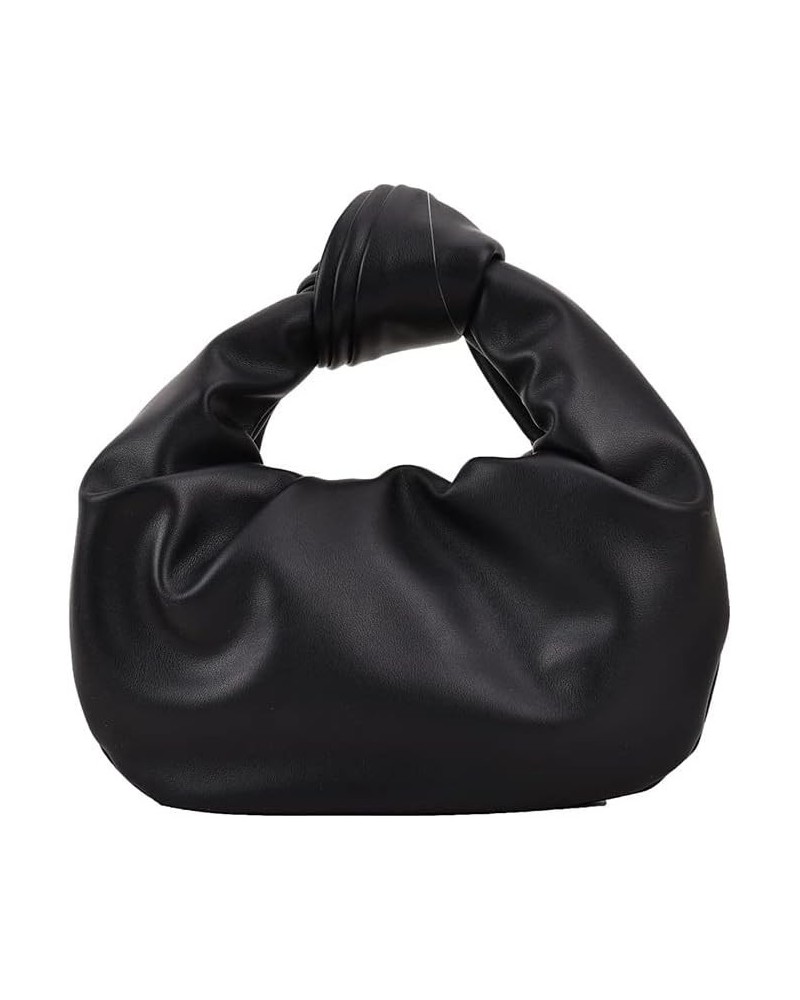 Women's Dumpling Bun Fold Knot Design Cloud Bag Handbag Black $15.20 Shoulder Bags