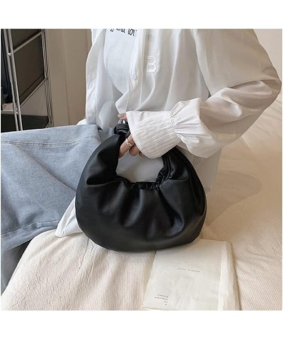 Women's Dumpling Bun Fold Knot Design Cloud Bag Handbag Black $15.20 Shoulder Bags