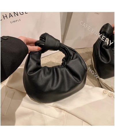 Women's Dumpling Bun Fold Knot Design Cloud Bag Handbag Black $15.20 Shoulder Bags