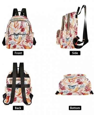 Fashion Backpack Mini Backpack Purse Casual Daily Backpack Red Leaves Butterfly for Travel for College Work Medium $15.30 Bac...