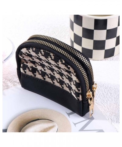 Fabric Embroidery Women Coin Purses Short Wallet, Change Purse With Zipper, PU leather Key Card Bag Credit Card Holder(black,...