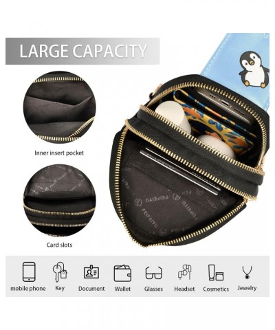 Cute Penguin Cartoon Crossbody Sling Bag for Women Men Leather Chest Bags Purse Adjustable Cross Body Daypack for Hiking Cycl...