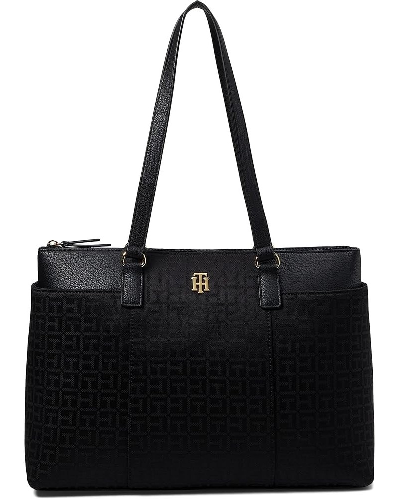 Evelyn II Tote-Square Monogram Jacquard Black Tonal $74.13 Totes