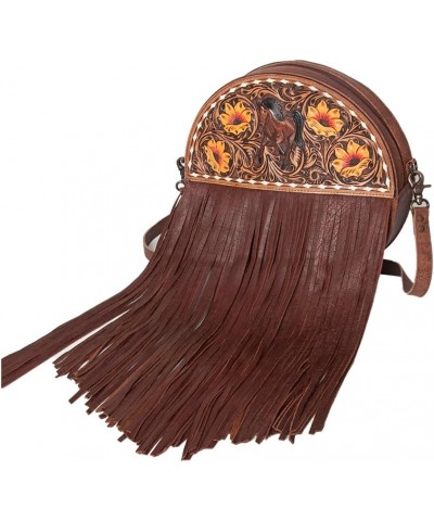 ADBG846 Canteen Hand Tooled Genuine Leather Women Bag Western Handbag Purse $91.65 Handbags