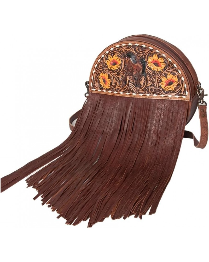 ADBG846 Canteen Hand Tooled Genuine Leather Women Bag Western Handbag Purse $91.65 Handbags