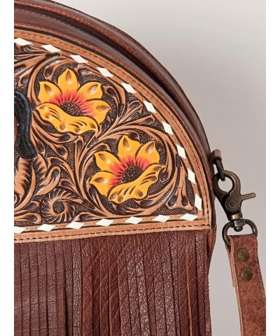 ADBG846 Canteen Hand Tooled Genuine Leather Women Bag Western Handbag Purse $91.65 Handbags