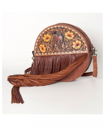 ADBG846 Canteen Hand Tooled Genuine Leather Women Bag Western Handbag Purse $91.65 Handbags