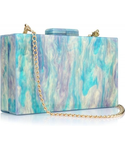 Acrylic Clutch Purses for Women Wedding : Multicolor Evening Crossbody Bag Marbling Handbags with Detachable Chain A Blue $10...