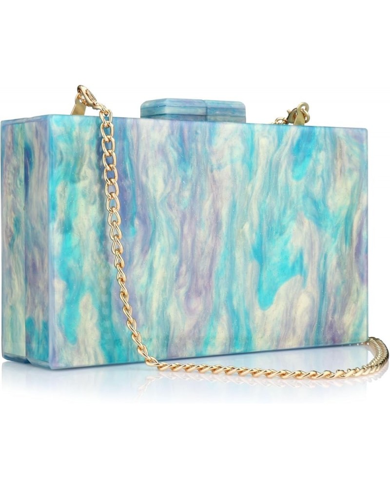 Acrylic Clutch Purses for Women Wedding : Multicolor Evening Crossbody Bag Marbling Handbags with Detachable Chain A Blue $10...