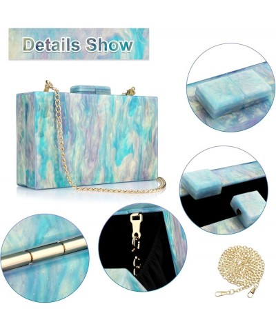 Acrylic Clutch Purses for Women Wedding : Multicolor Evening Crossbody Bag Marbling Handbags with Detachable Chain A Blue $10...