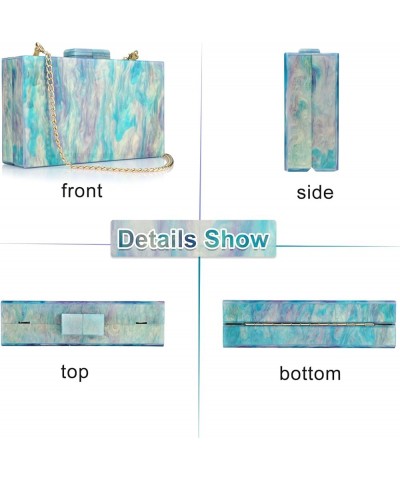 Acrylic Clutch Purses for Women Wedding : Multicolor Evening Crossbody Bag Marbling Handbags with Detachable Chain A Blue $10...