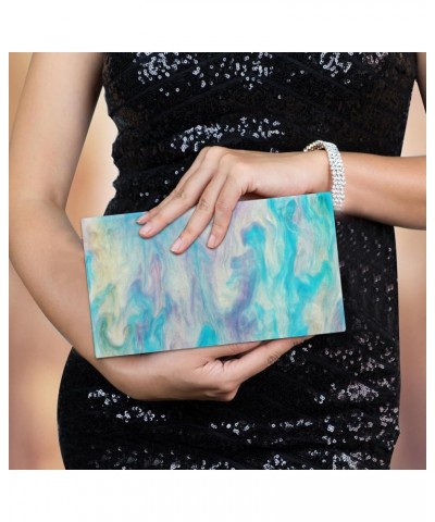 Acrylic Clutch Purses for Women Wedding : Multicolor Evening Crossbody Bag Marbling Handbags with Detachable Chain A Blue $10...