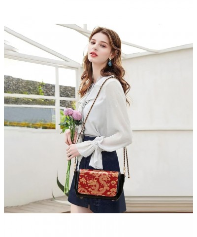 Cats Textile Watercolor Cat Women Shoulder Leather Bags Print Crossbody Bags for Women Tote Satchel with Chain Strap Chinese ...