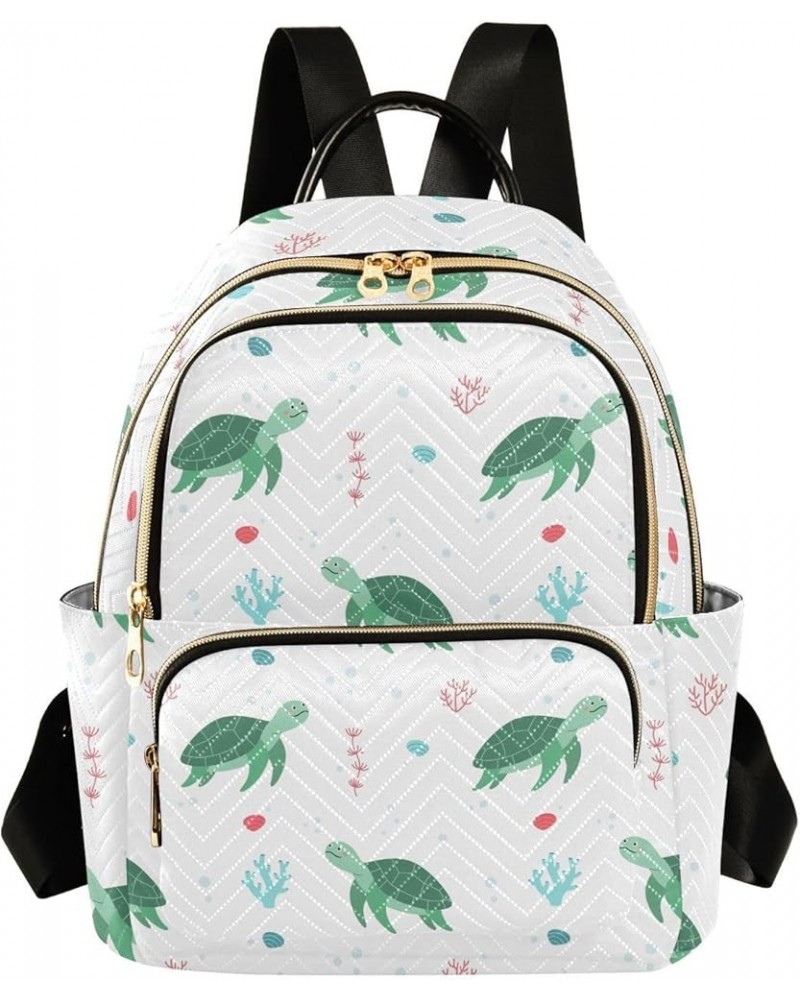 Backpack Purse for Women Cartoon Sea Turtle, Mini Fashion Backpack Lightweight Casual Daypack Shoulder Bag Travel Backpack, S...