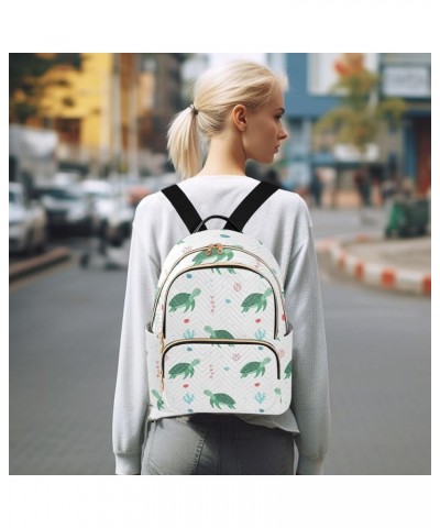 Backpack Purse for Women Cartoon Sea Turtle, Mini Fashion Backpack Lightweight Casual Daypack Shoulder Bag Travel Backpack, S...