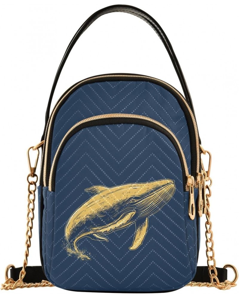 Retro Yellow Whale Women's Crossbody Handbags with Zipper, Casual Leather Cell Phone Purse Crossbody Bags for Ladies $13.77 C...