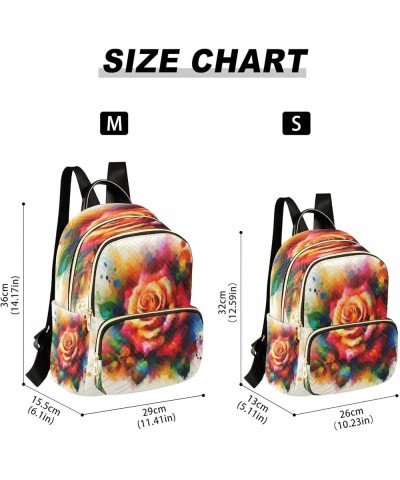 Backpack Purse for Women Valentines Day Rose, Mini Fashion Backpack Gorgeous Watercolor Lightweight Casual Daypack Shoulder B...