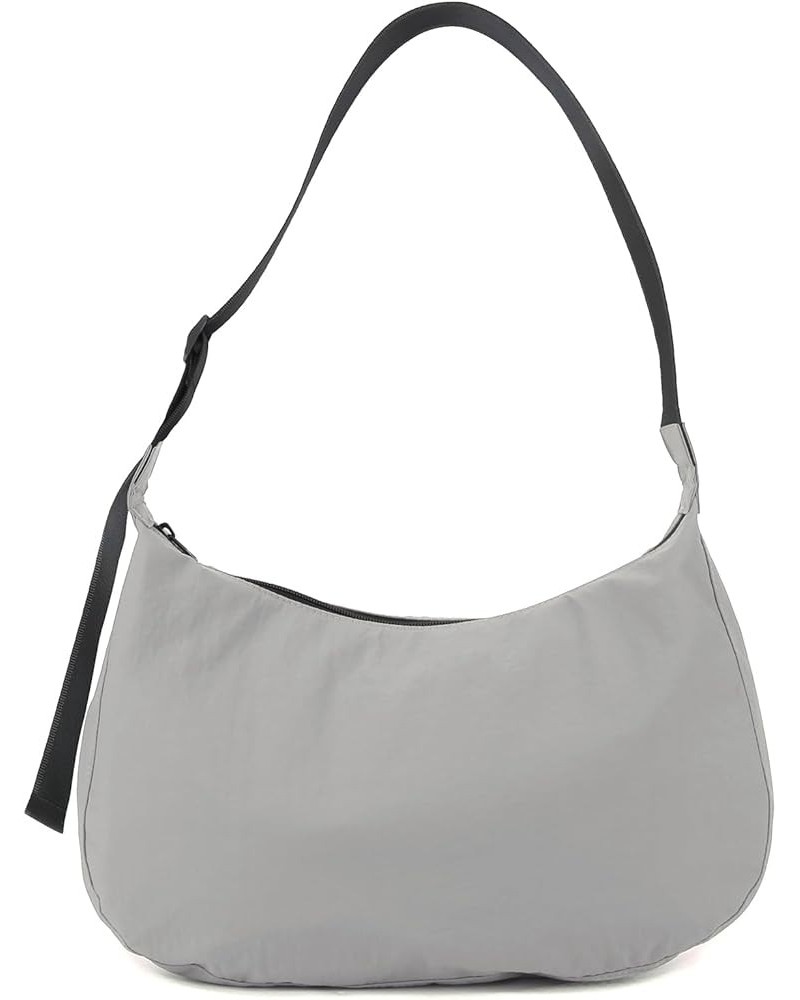 Medium Nylon Crescent Bag Crossbody Bag for Women Men Large Hobo Shoulder Bag 2-in-1 with Adjustable Strap Grey L $14.55 Hobo...