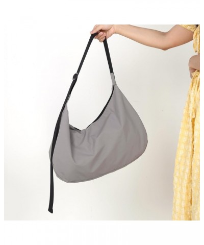 Medium Nylon Crescent Bag Crossbody Bag for Women Men Large Hobo Shoulder Bag 2-in-1 with Adjustable Strap Grey L $14.55 Hobo...