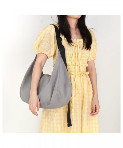 Medium Nylon Crescent Bag Crossbody Bag for Women Men Large Hobo Shoulder Bag 2-in-1 with Adjustable Strap Grey L $14.55 Hobo...